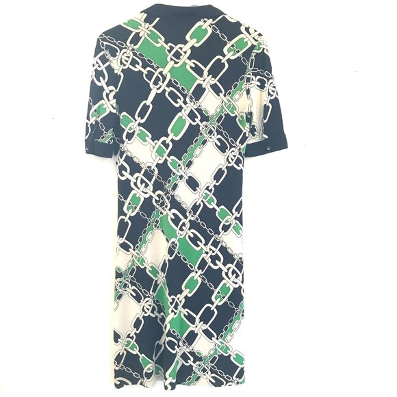 Tory Burch dress women's S collar navy/green silk nautical preppy Retro luxury - Picture 7 of 7